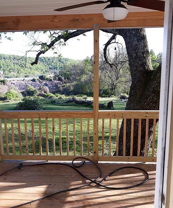 large back porch with fan for the good days