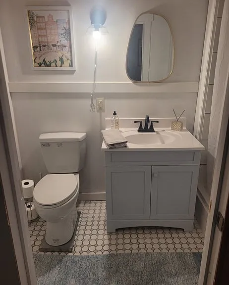 bath 2 with remodeled shower, sink and toilet