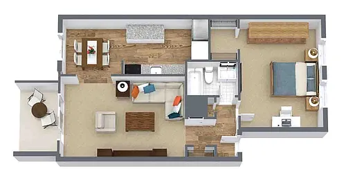 Floor plan 1 Bedroom 1 Bath