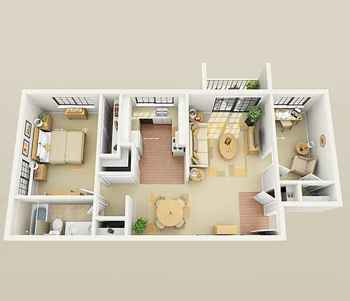 Floor plan Open 1 Bedroom