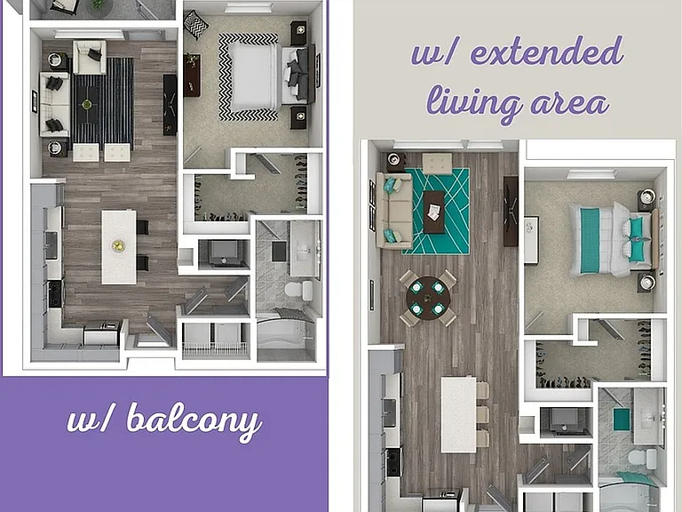 A1 Serenity 1/1 with balcony and with extended living area A1 Serenity 1/1 with balcony and with extended living area