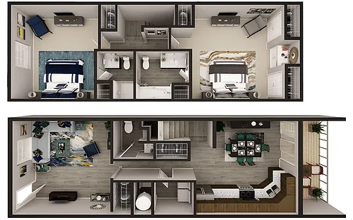 Floor plan 2 Bedroom 2.5 Bathroom