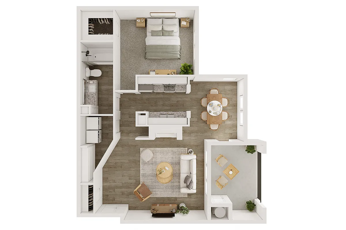 Floor plan One Bedroom with Deck