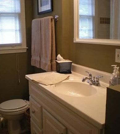 One of two tiled baths