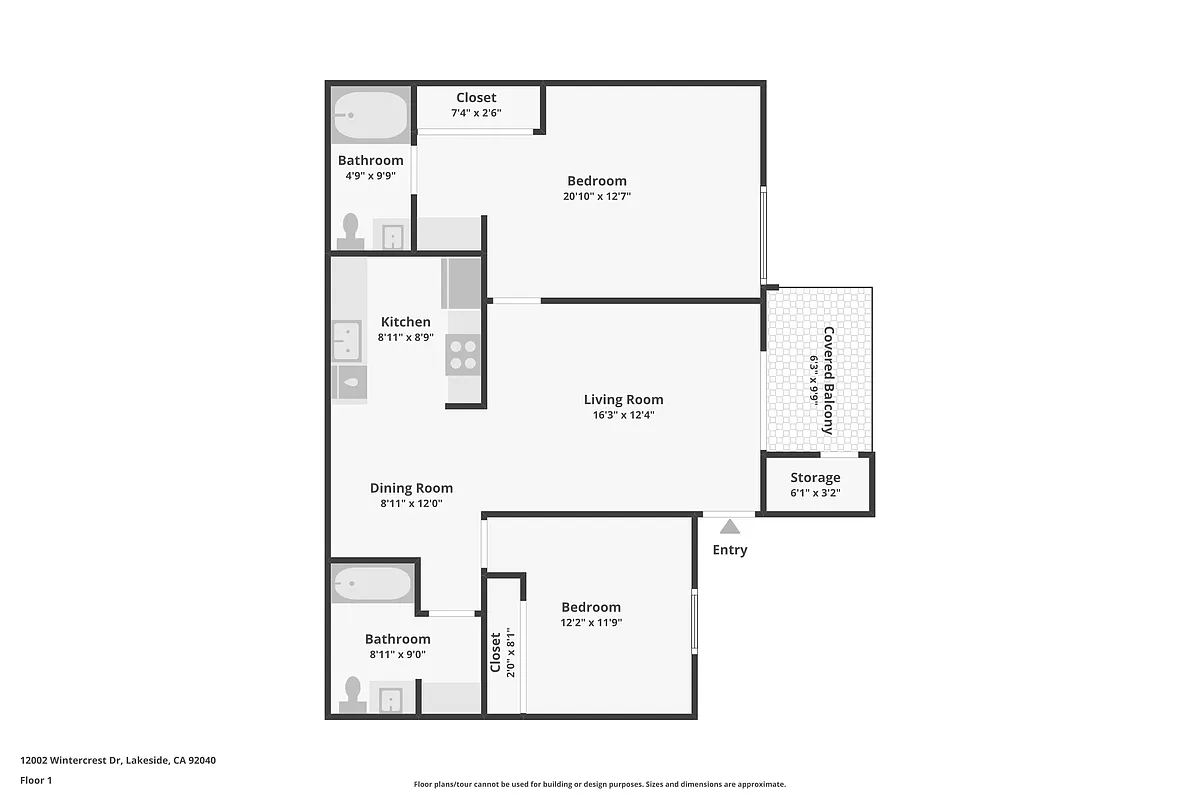Floor plan Two Bedroom Remodeled