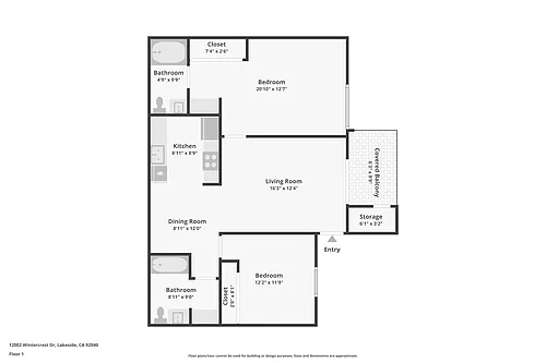 Floor plan Two Bedroom Remodeled