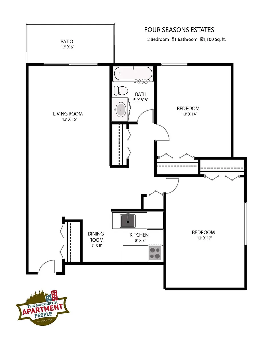 Floor plan 2 bed 1 bath