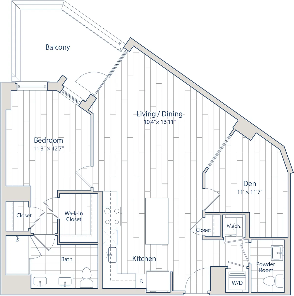 Floor plan 1 Bed/1.5 Bath Den-D2-c