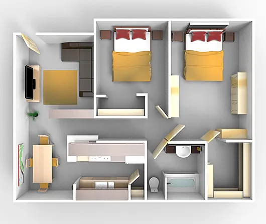 Floor plan PLAN D 2X1