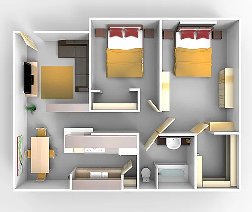 Floor plan PLAN D 2X1