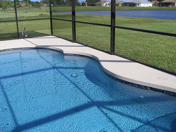 Pool with a lake view
