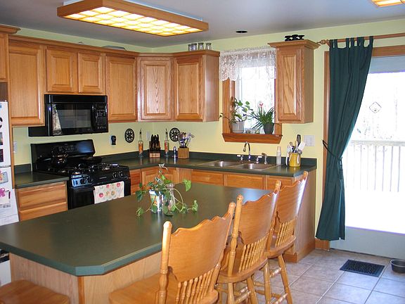 kitchen island and french doors to new deck