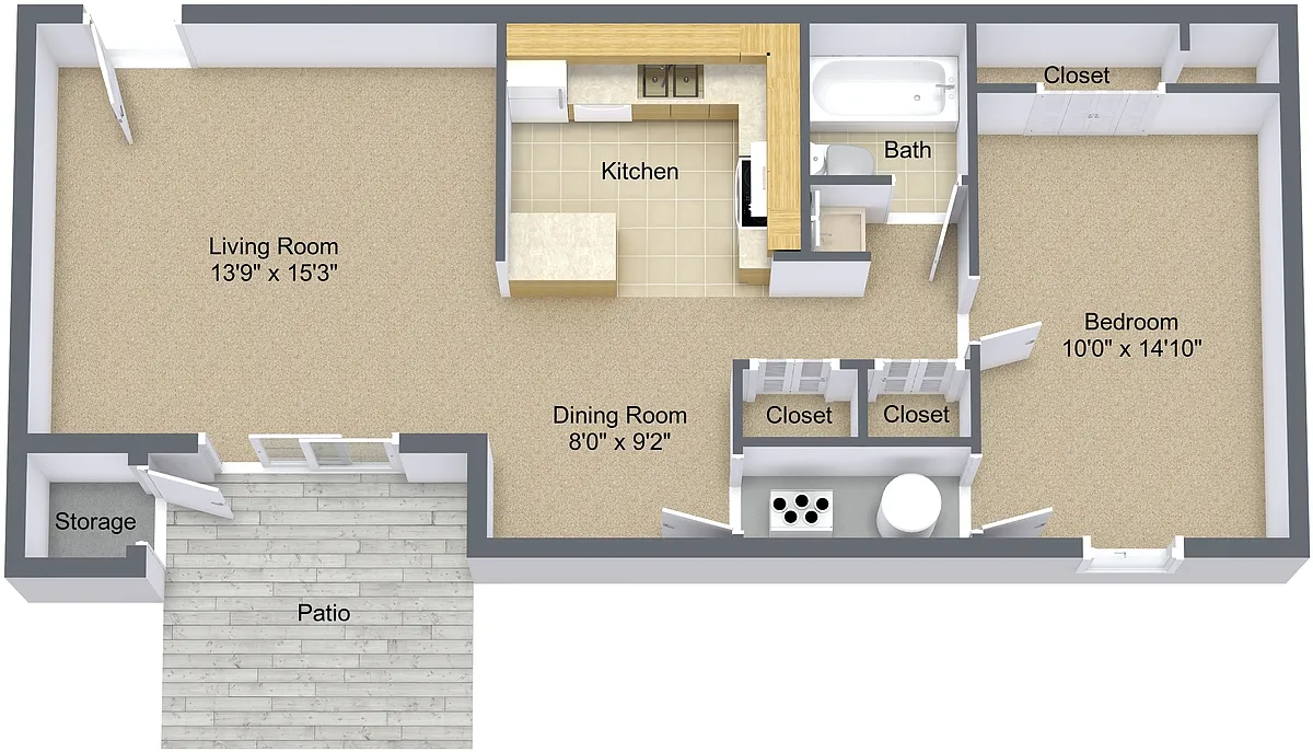 Floor plan 1 Bedroom Large Vaulted