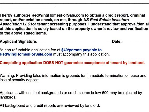 Rental Application page 2 of 2