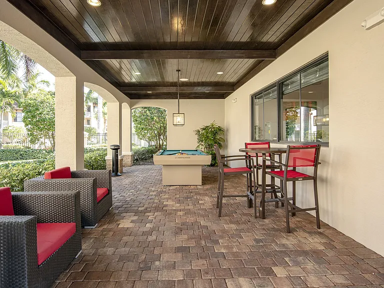 Billiards Table and outdoor seating