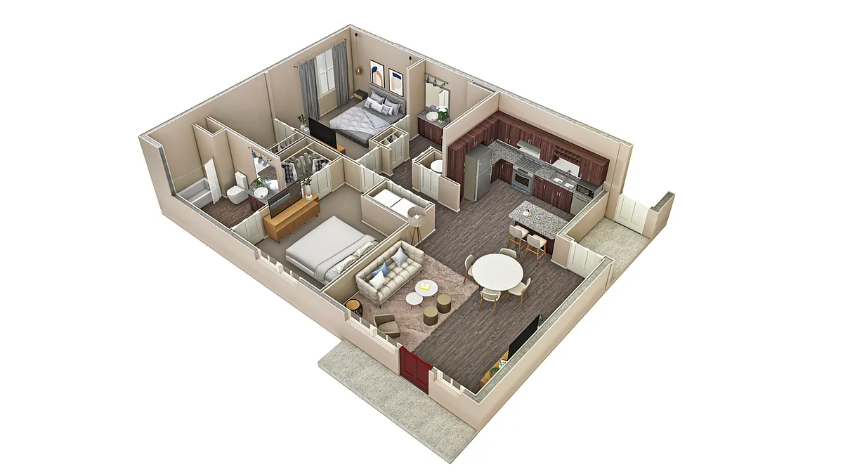 Floor plan 2 BR Vue Overlook Stair