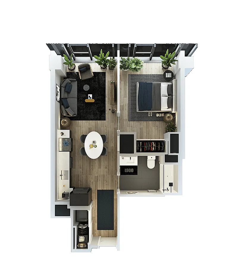 Floor plan 1 Bed-1 Bath-LT-06