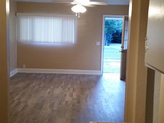 Kitchen view into living room.