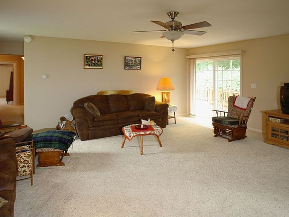 family room with sliders to deck