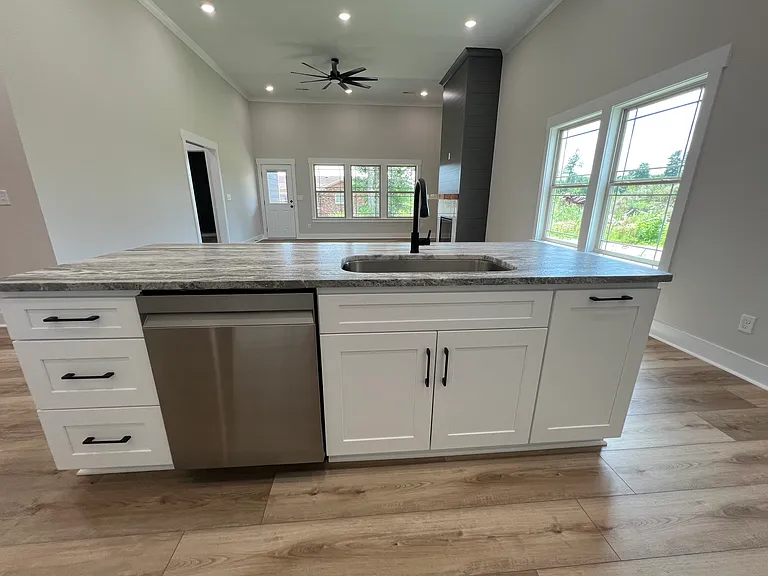 Kitchen Island with View of great room from kitchen