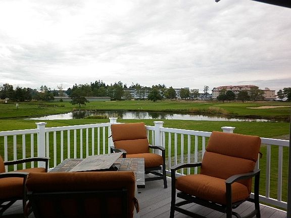 One of the back decks looking over the golf course ponds.