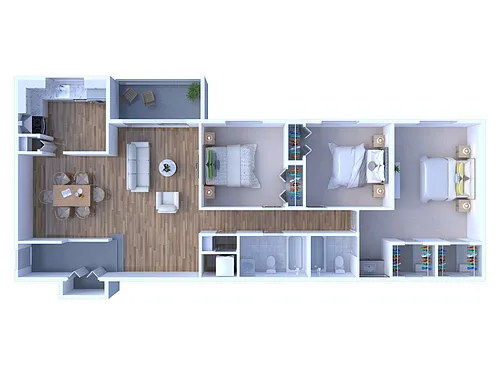 Floor plan 3 BR - 2 BTH Renovated
