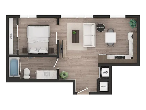 Floor plan 1BD1d