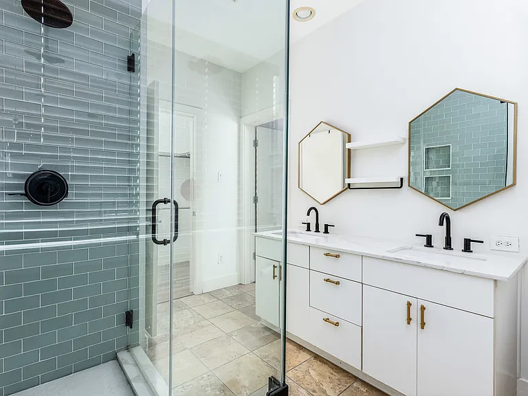 Remodeled primary bathroom double sink