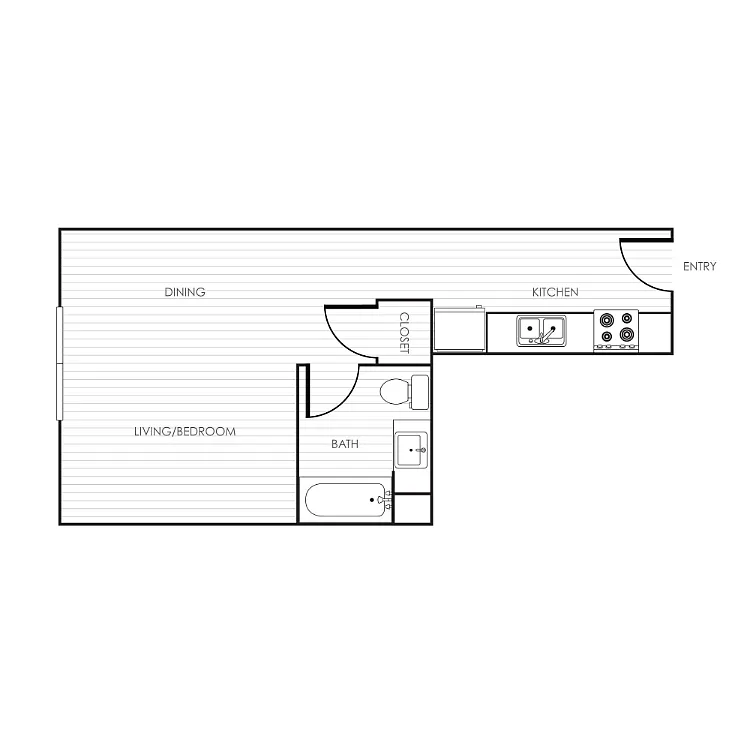 Floor plan Studio Bedroom 1 Bathroom