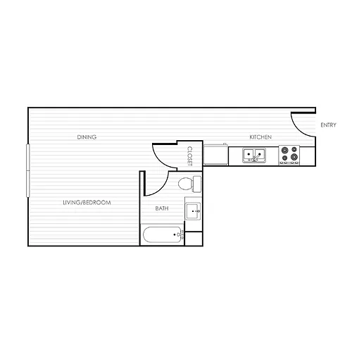 Floor plan Studio Bedroom 1 Bathroom