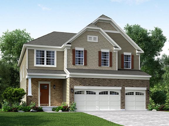 Elevation E Opt New England Inspired Partial Brick Front with 3-Car Gara
