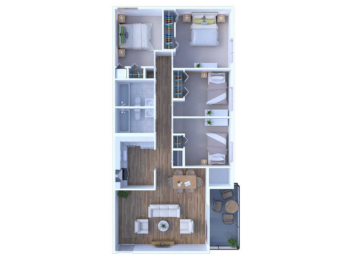 Floor plan 4 Bed 2 Bath | Classic
