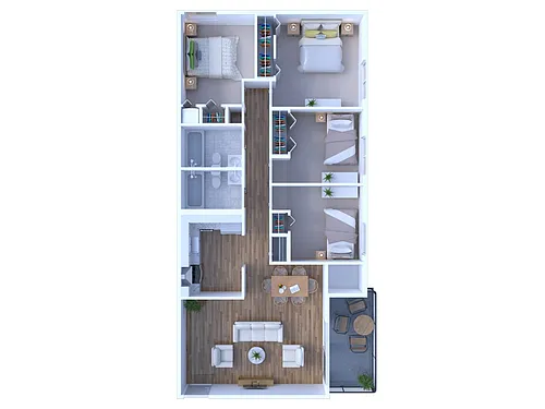 Floor plan 4 BR - 2 BTH