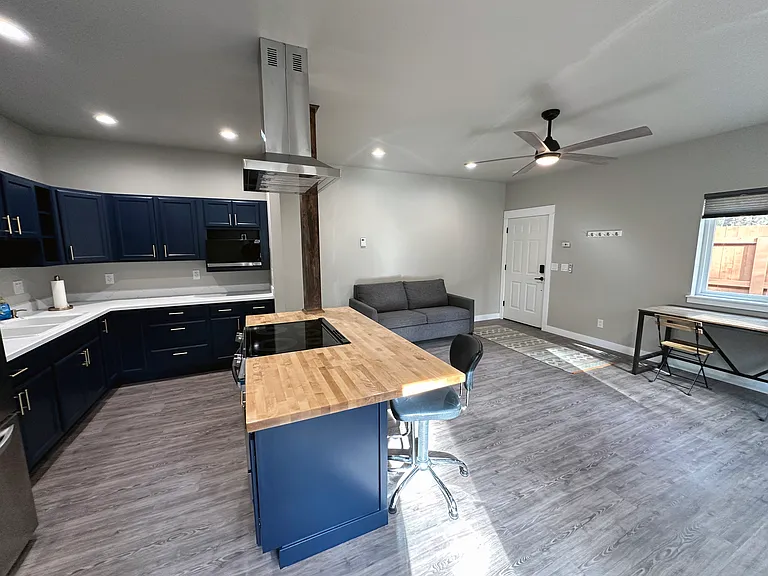 Kitchen with new island & range