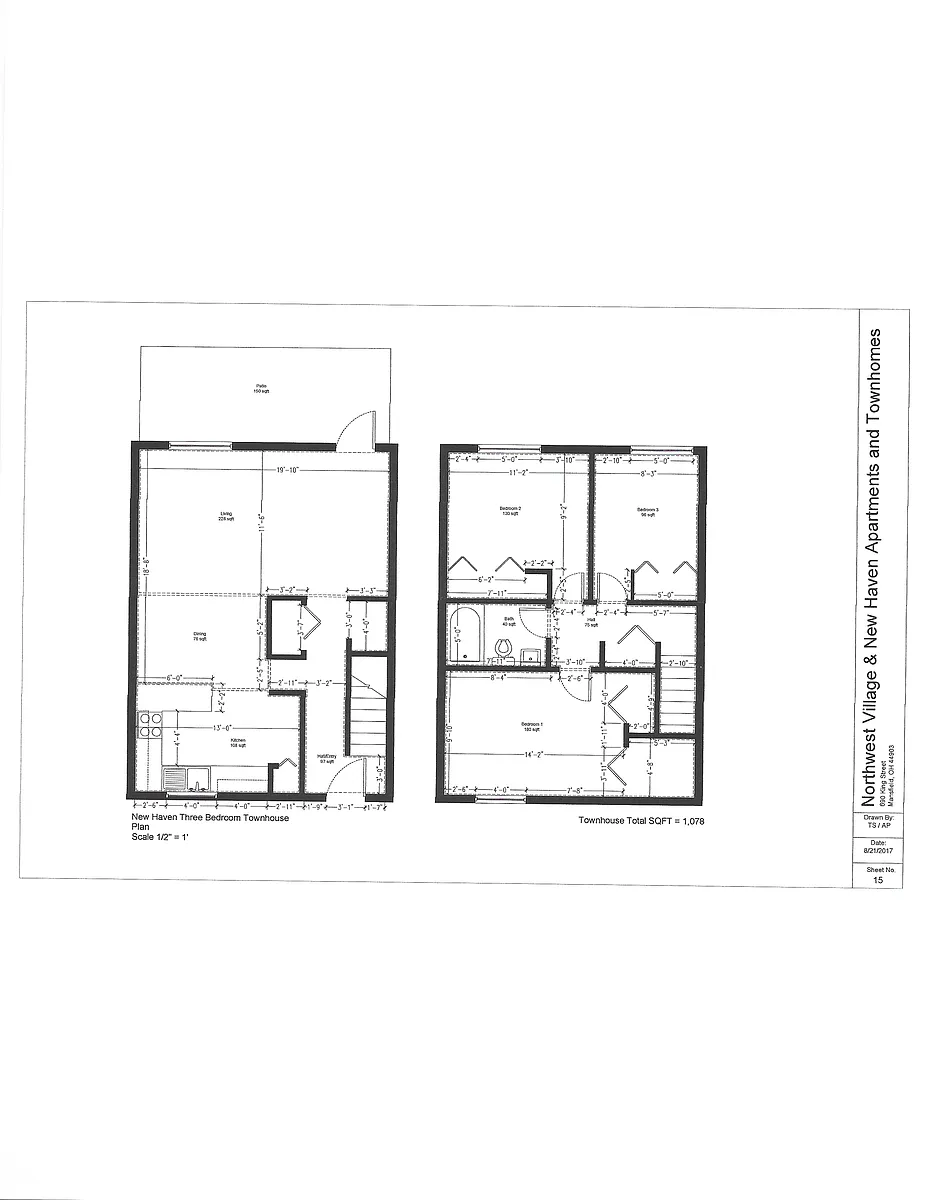 Floor plan 3 Bedroom Square Townhouse