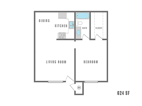 Floor plan 1 Bedroom 1 Bath