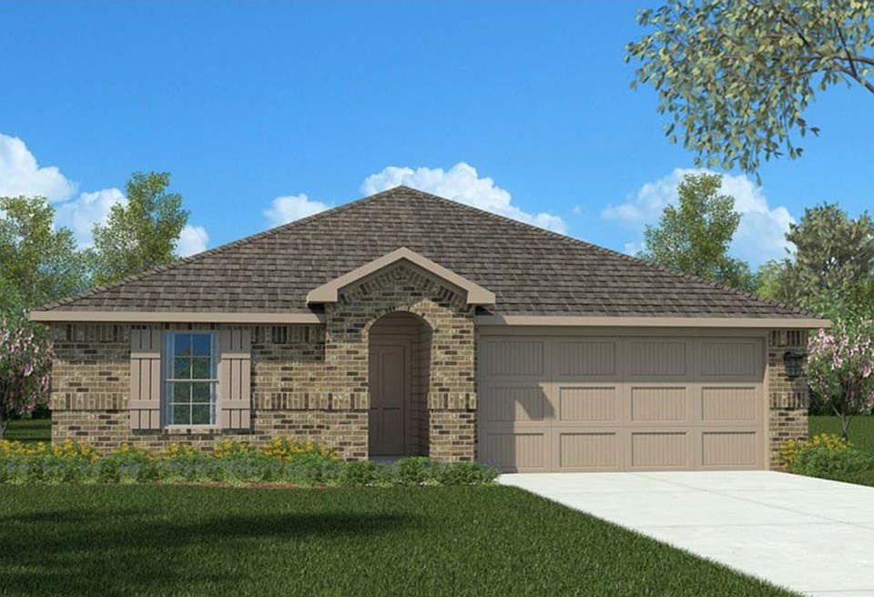 D.R. Horton's Express Homes Justin Floorplan Elevation A. All photos shown here may not depict the specified home & features included are for illustration purposes only