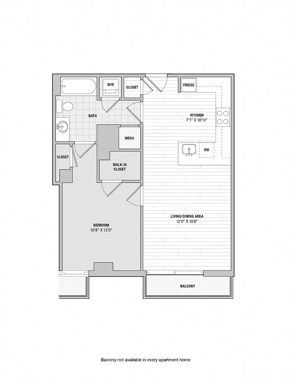 Floor plan 1 Bed 1 Bath A