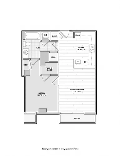 Floor plan 1 Bed 1 Bath A