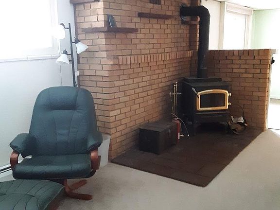 Wood burning stove in living room