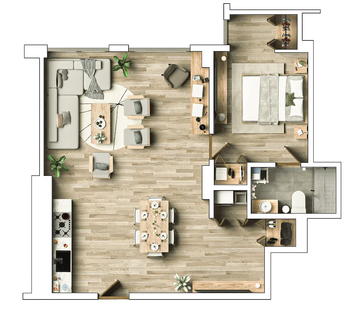 Floor plan 1 Bedroom, 1 Bathroom