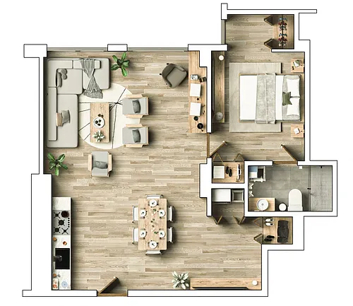 Floor plan 1 Bedroom, 1 Bathroom