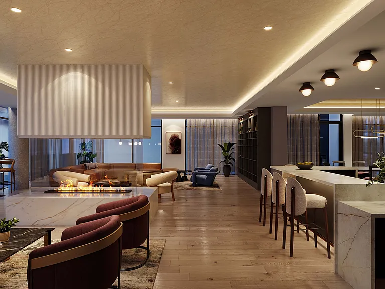 Penthouse Lounge with Panoramic City & Mountain Views