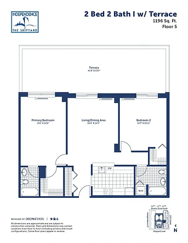 Floor plan 2 Bed 2 Bath I With Terrace