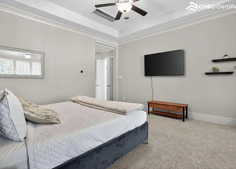 Master bedroom with smart TV