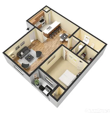 Floor plan 1 Bedroom 1 Bath