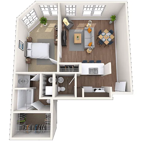 Floor plan Traditional 1x1 580-935 SF