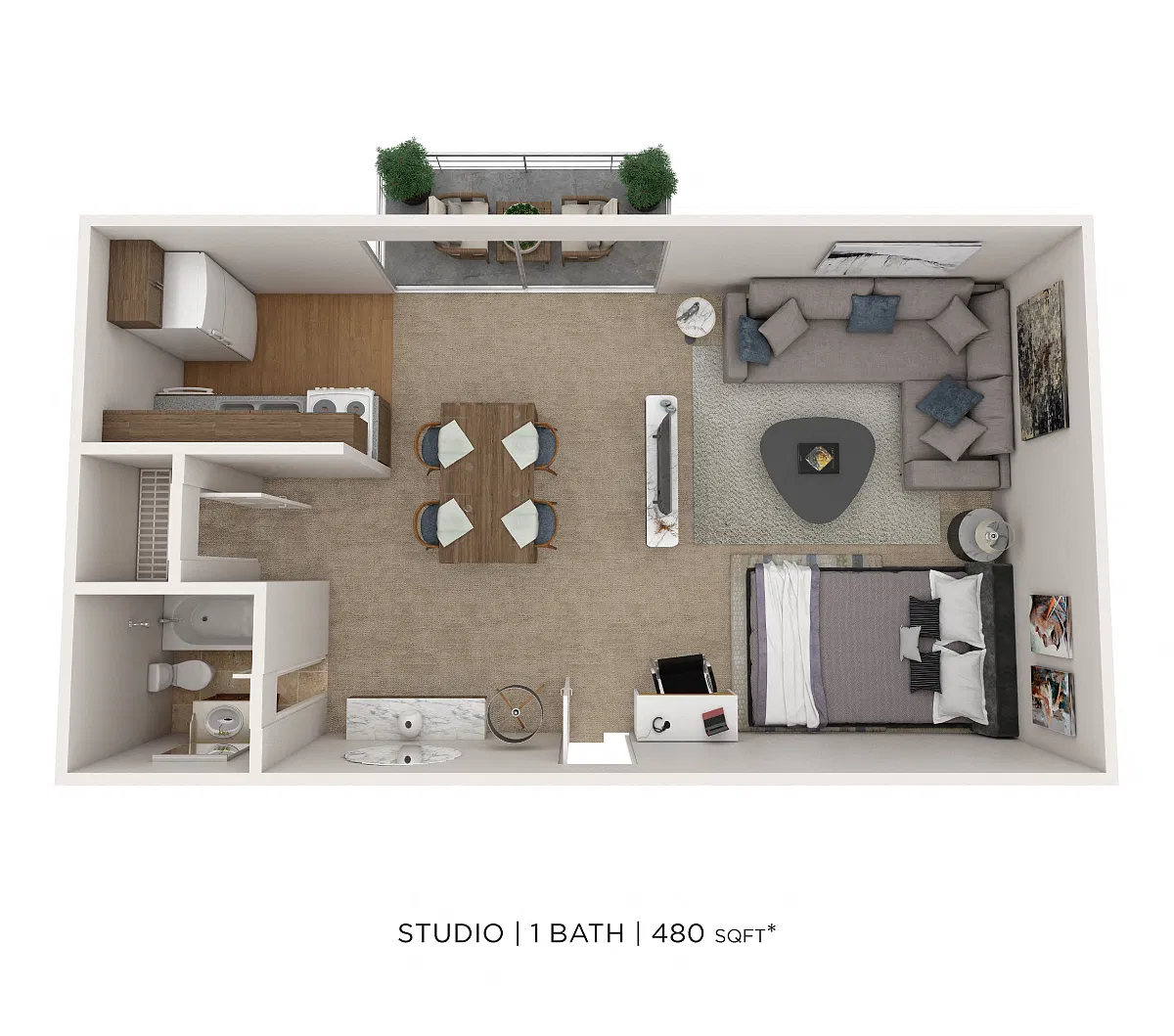 Floor plan Studio- 480 sqft