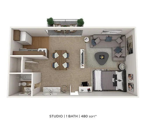 Floor plan Studio- 480 sqft