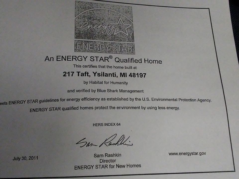 Energy Star Certificate